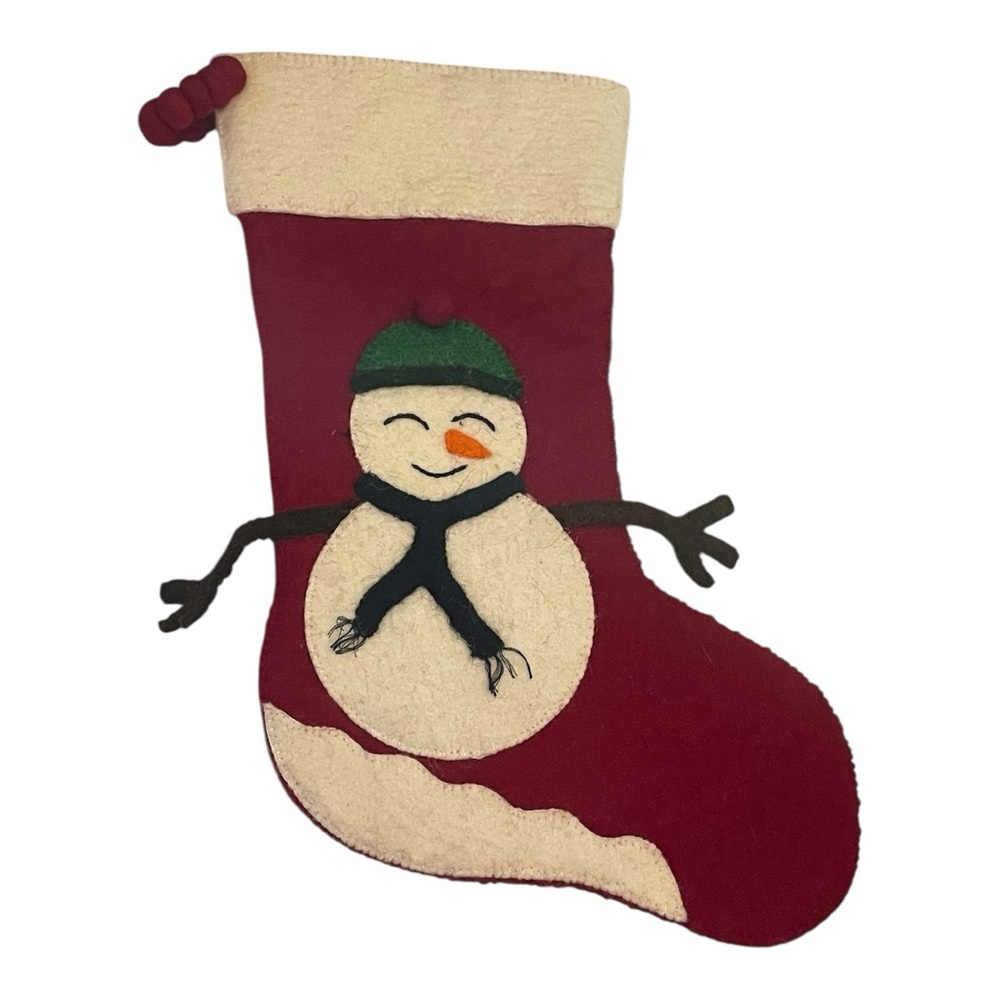 Arcadia Snowman Stocking - Red and Cream